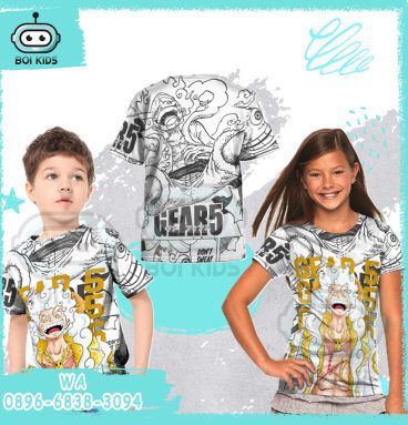 Kaos Luffy Gear 5 Anak Warna Putih